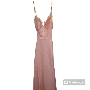 Vintage Y2K Pink Corset Dress with Tulle Overlay Size Medium